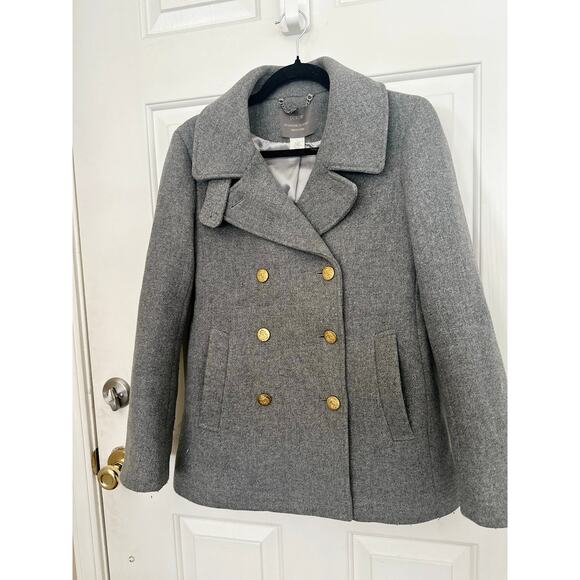 J.Crew Coat Womens Size 6 Gray Wool Double-Breasted Peacoat Nello Gori Preppy - Picture 5 of 8